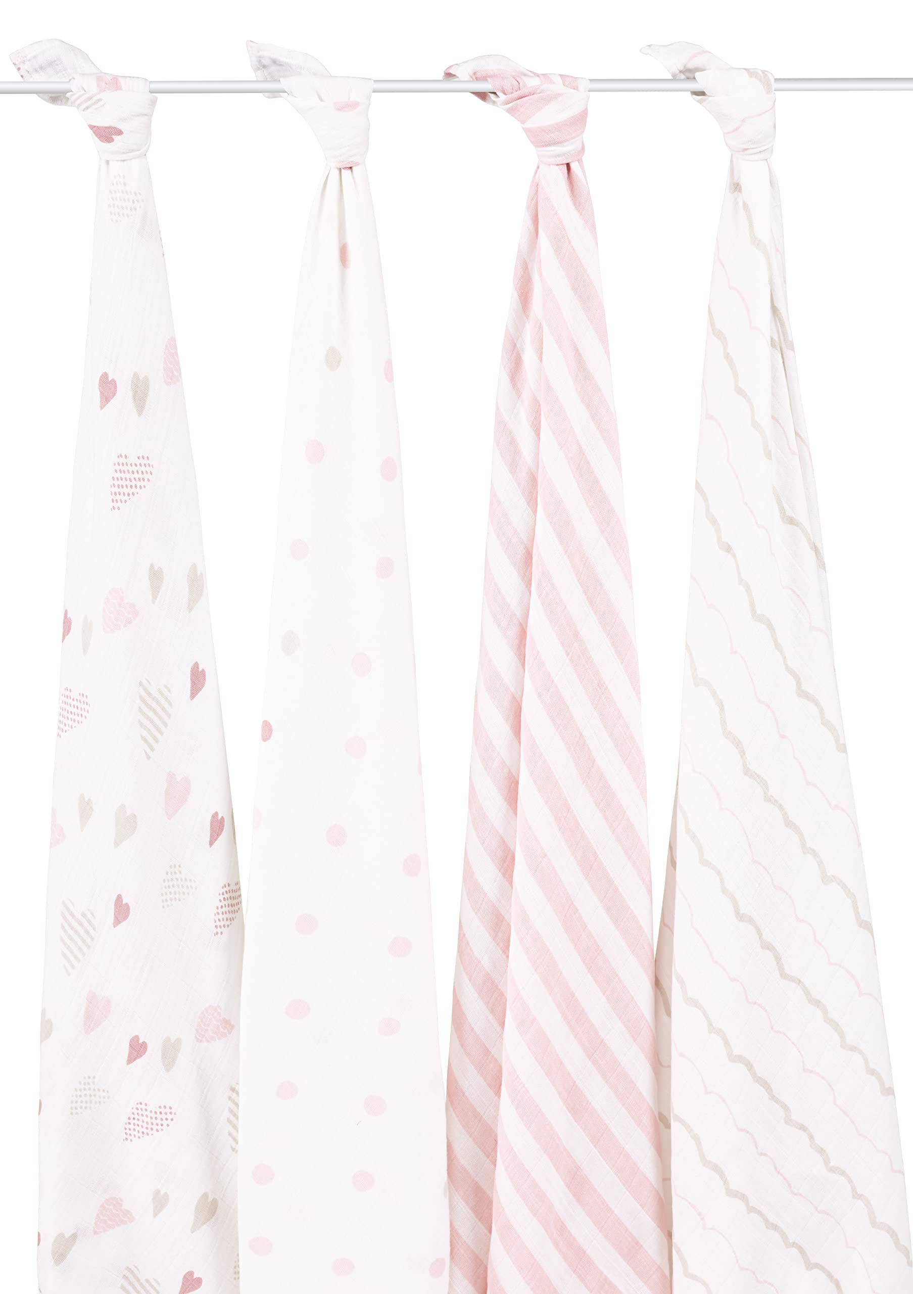 aden + anais Heart Breaker 4-pack provides versatile options for swaddling covers and burp cloths
