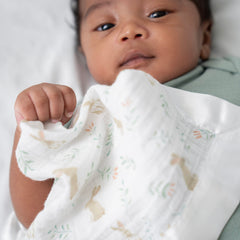 aden + anais Issie security blanket open weave air flow demonstrates breathable fabric for baby.