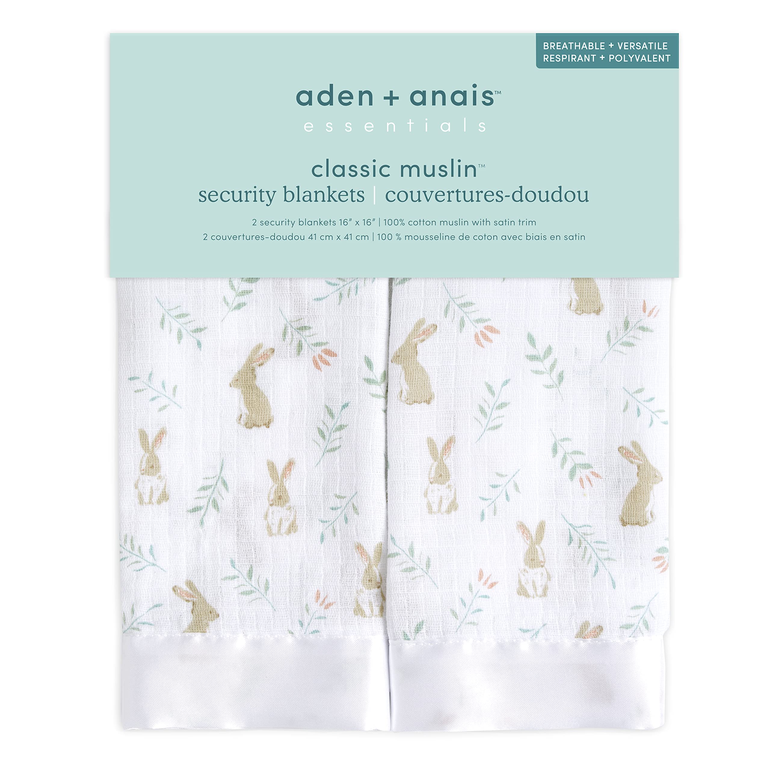 aden + anais Issie security blanket satin trim close-up highlights silky texture and comfort.