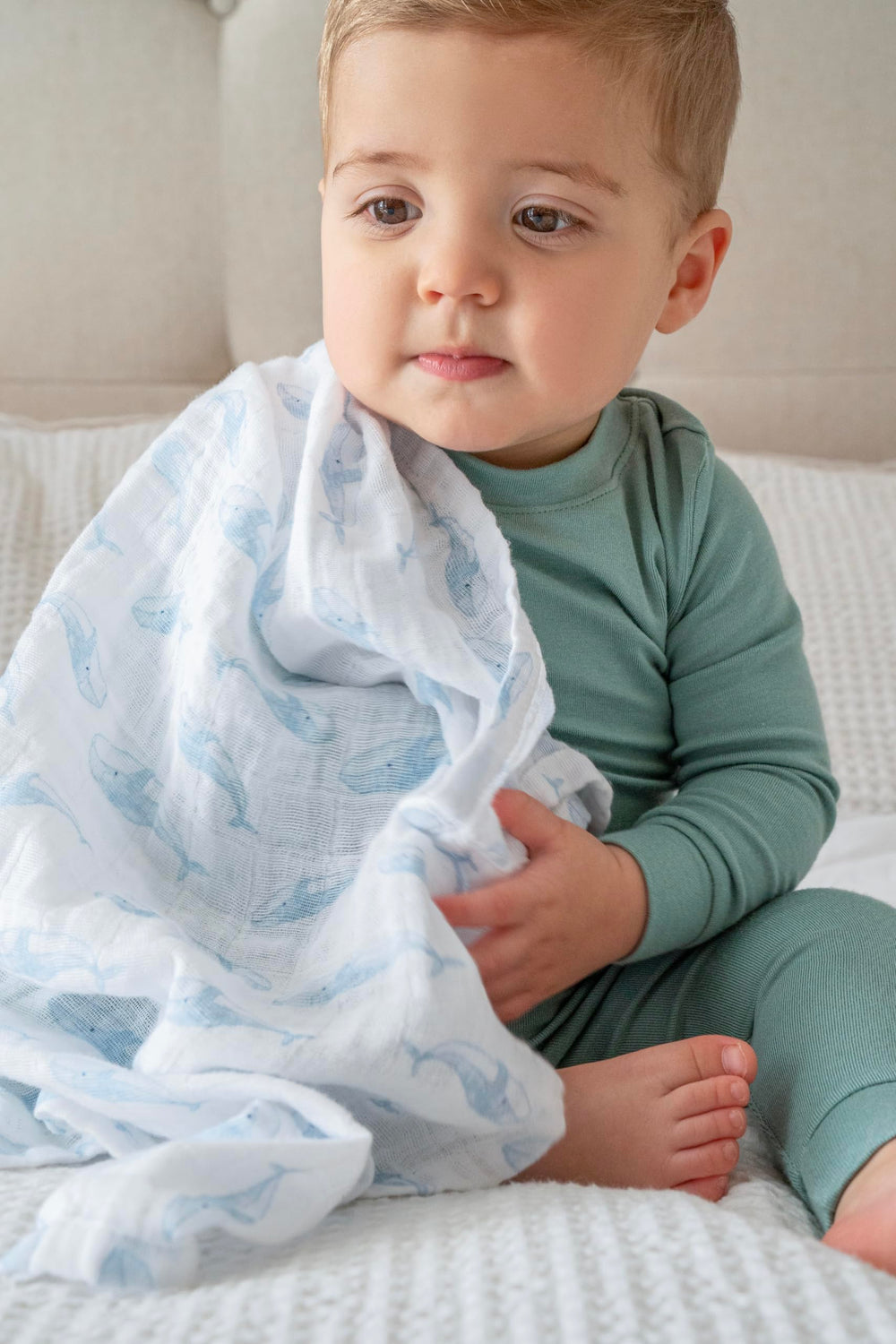 aden + anais Oceanic muslin swaddle oversized 47x47 inches for many uses.