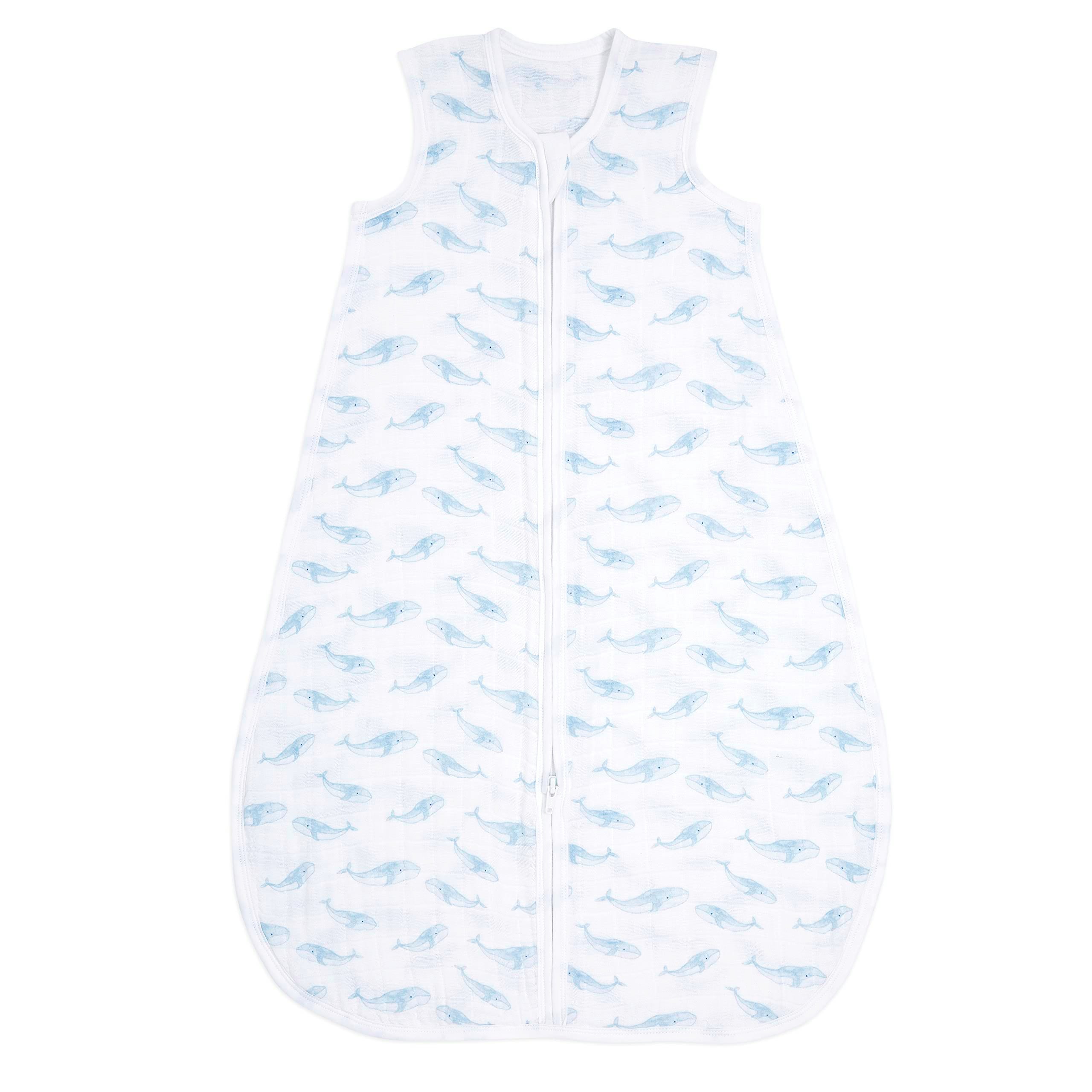 aden + anais Oceanic sleeping bag front view shows safe, breathable wearable blanket.