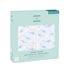 aden + anais Oceanic sleeping bag side view highlights sleeveless design for cooling.