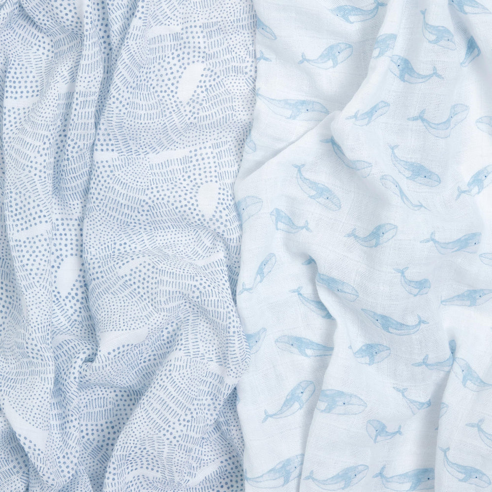 aden + anais Oceanic swaddle newborn-friendly snug wrap option.