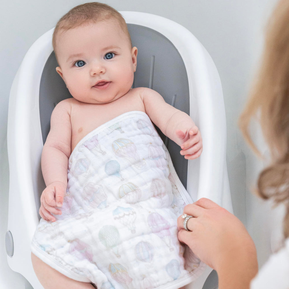 aden + anais Organic Washcloth 3-pack shows 3-layer absorbency for spills and messes