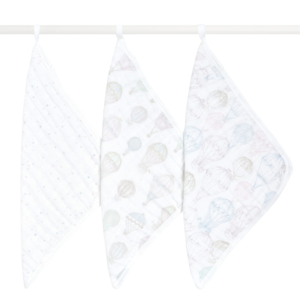 aden + anais Organic Washcloth 3-pack closeup of soft muslin texture for gentle skin contact