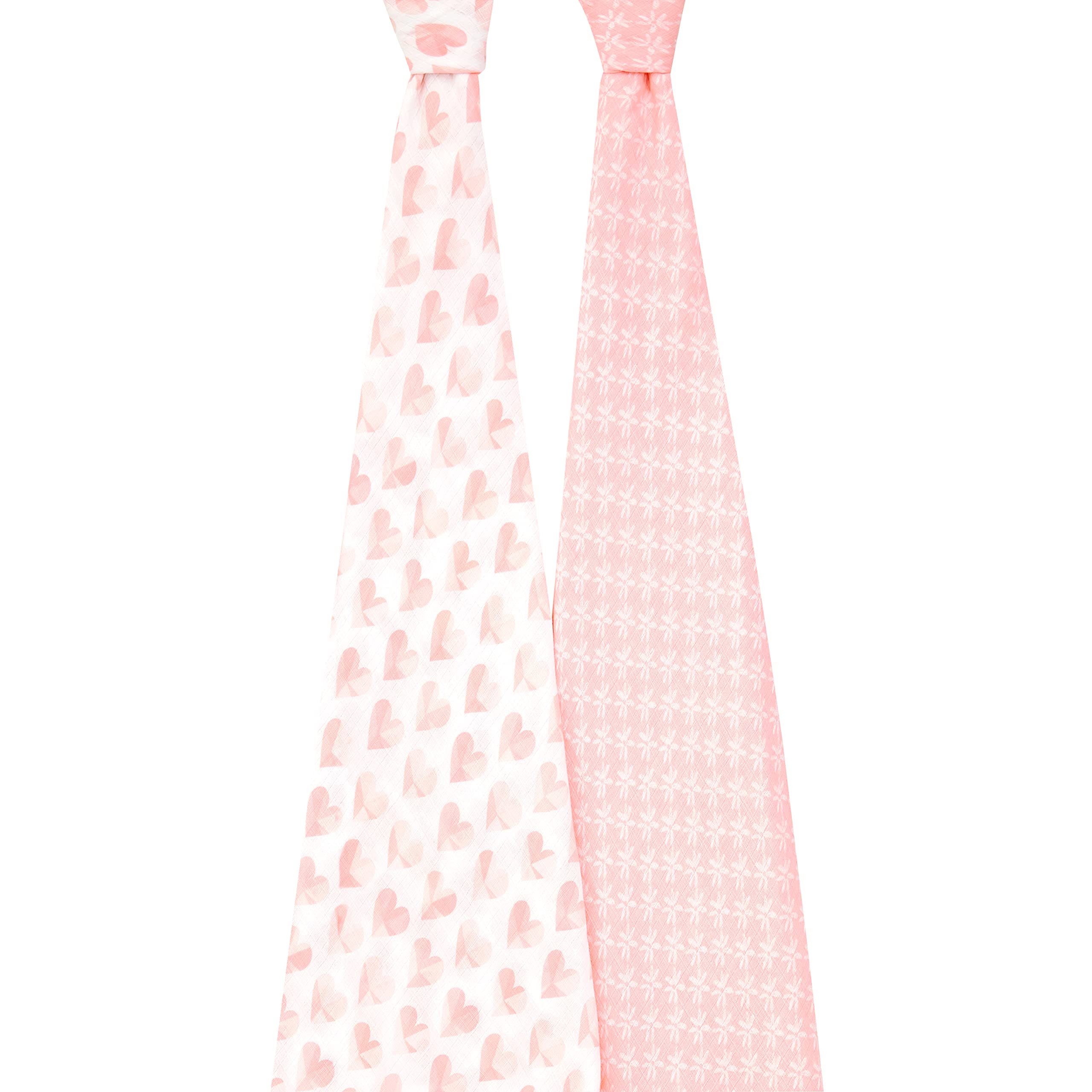 aden + anais Piece of My Heart swaddle flat lay shows breathable muslin and 44x44 inch size