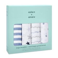 aden + anais Rock Star swaddle blanket bundle showing versatility as receiving blanket