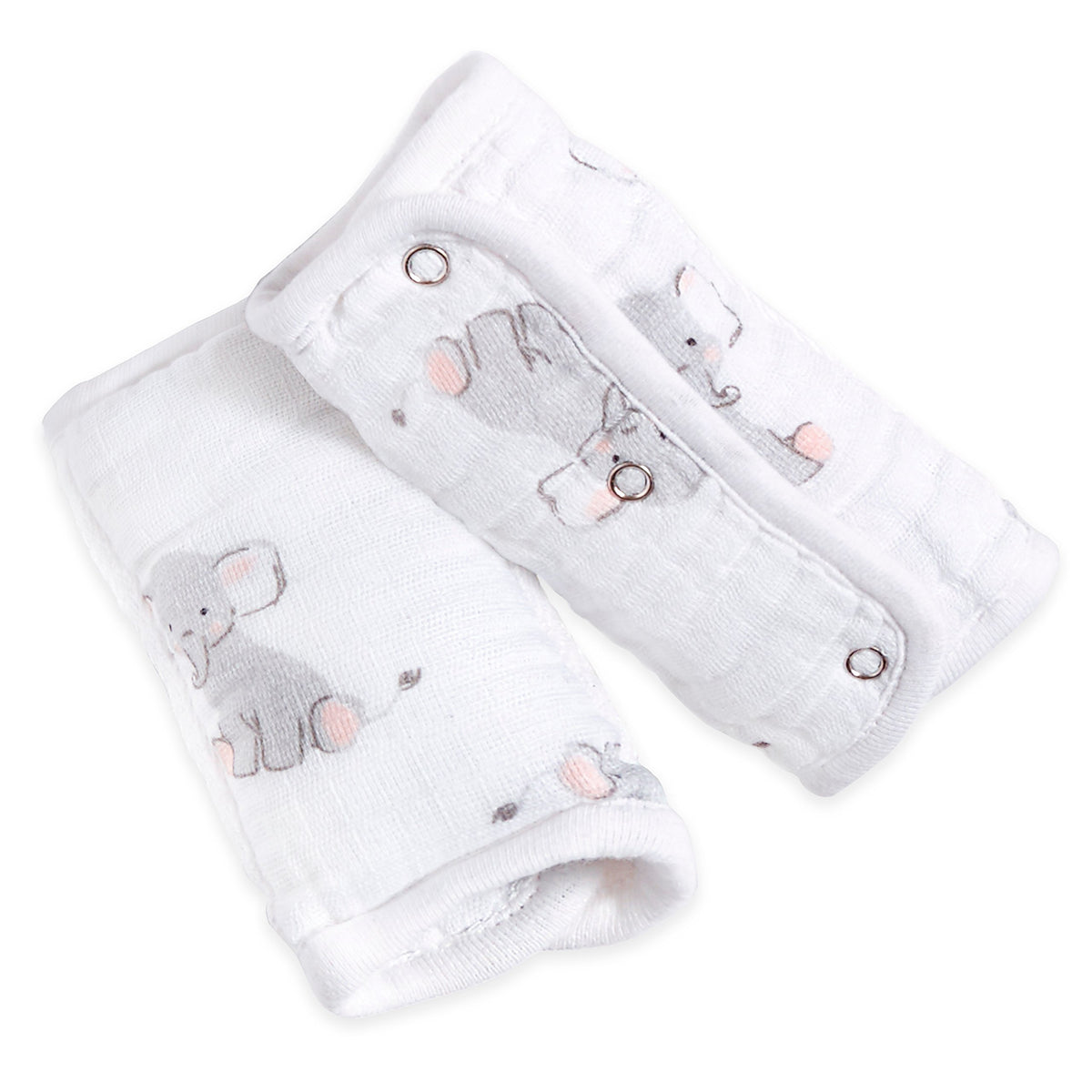aden + anais safari babes elephant strap cover 2-pack keeps baby's neck cushioned on car rides