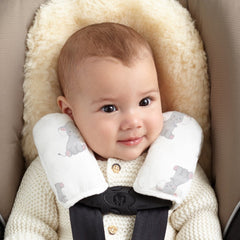 aden + anais safari babes elephant strap cover close-up soft muslin and plush fill protects baby's skin during travel