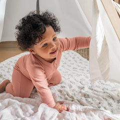 aden and anais silky soft bamboo blanket laid out during nap time, breathable comfort
