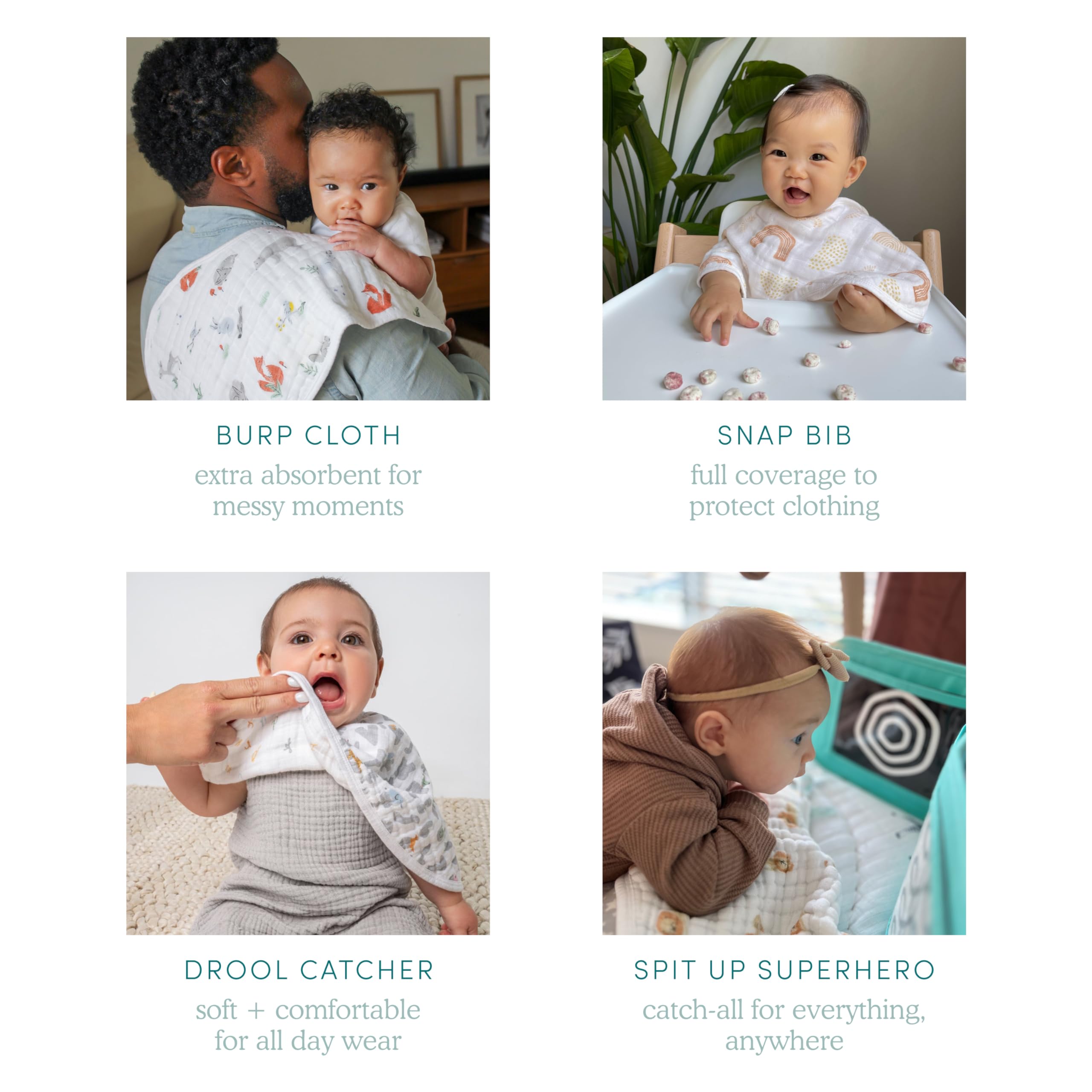aden + anais Silky Soft Burpy Bib two-pack gift-ready packaging and setup