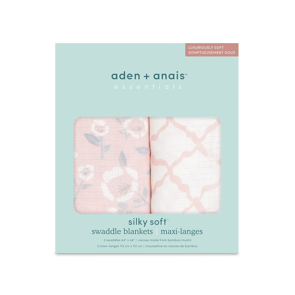 aden + anais Silky Soft Swaddle Blanket shown as a stroller cover for sun protection.