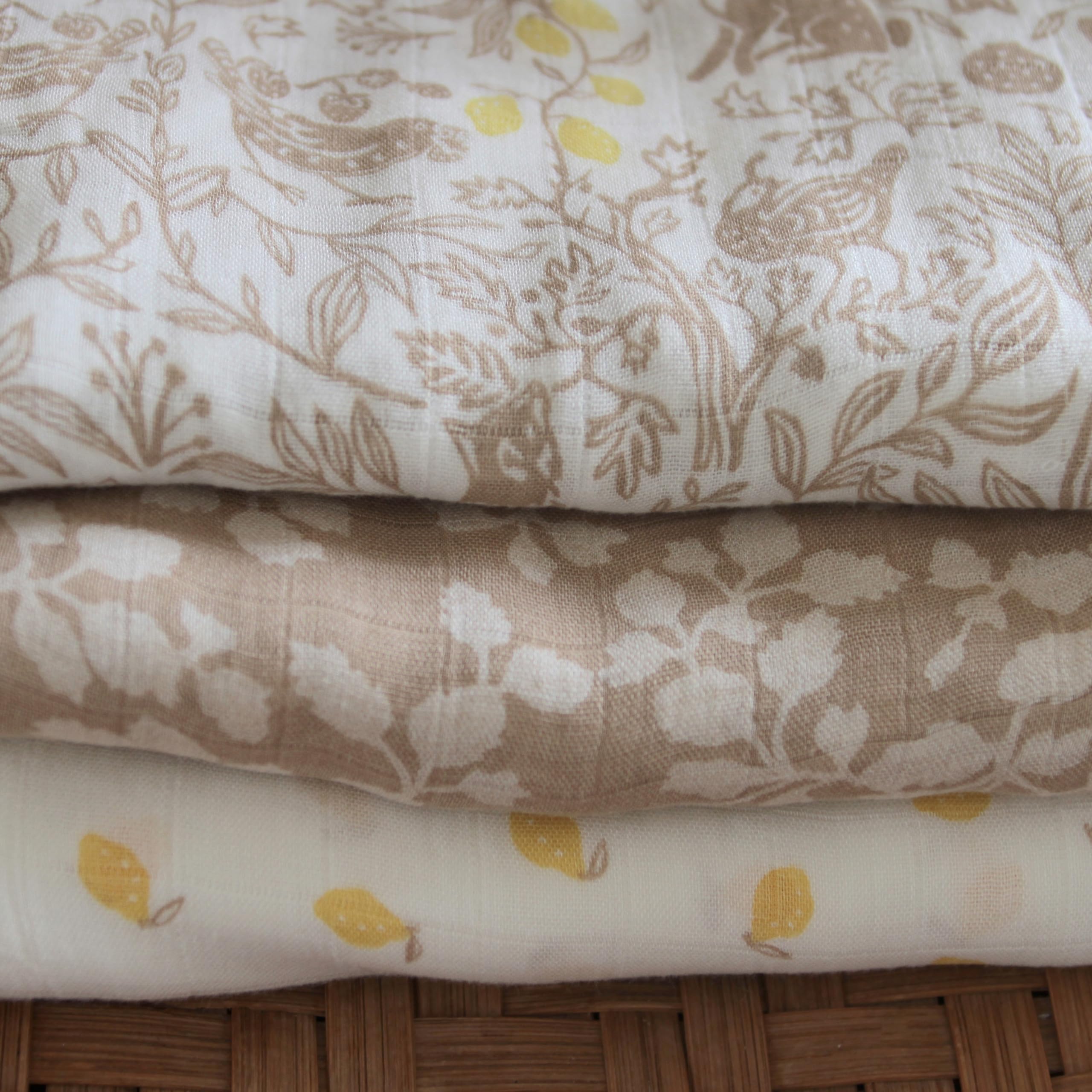 aden + anais Silky Soft Swaddle Woodland large blanket spread demonstrates cozy receiving blanket potential.