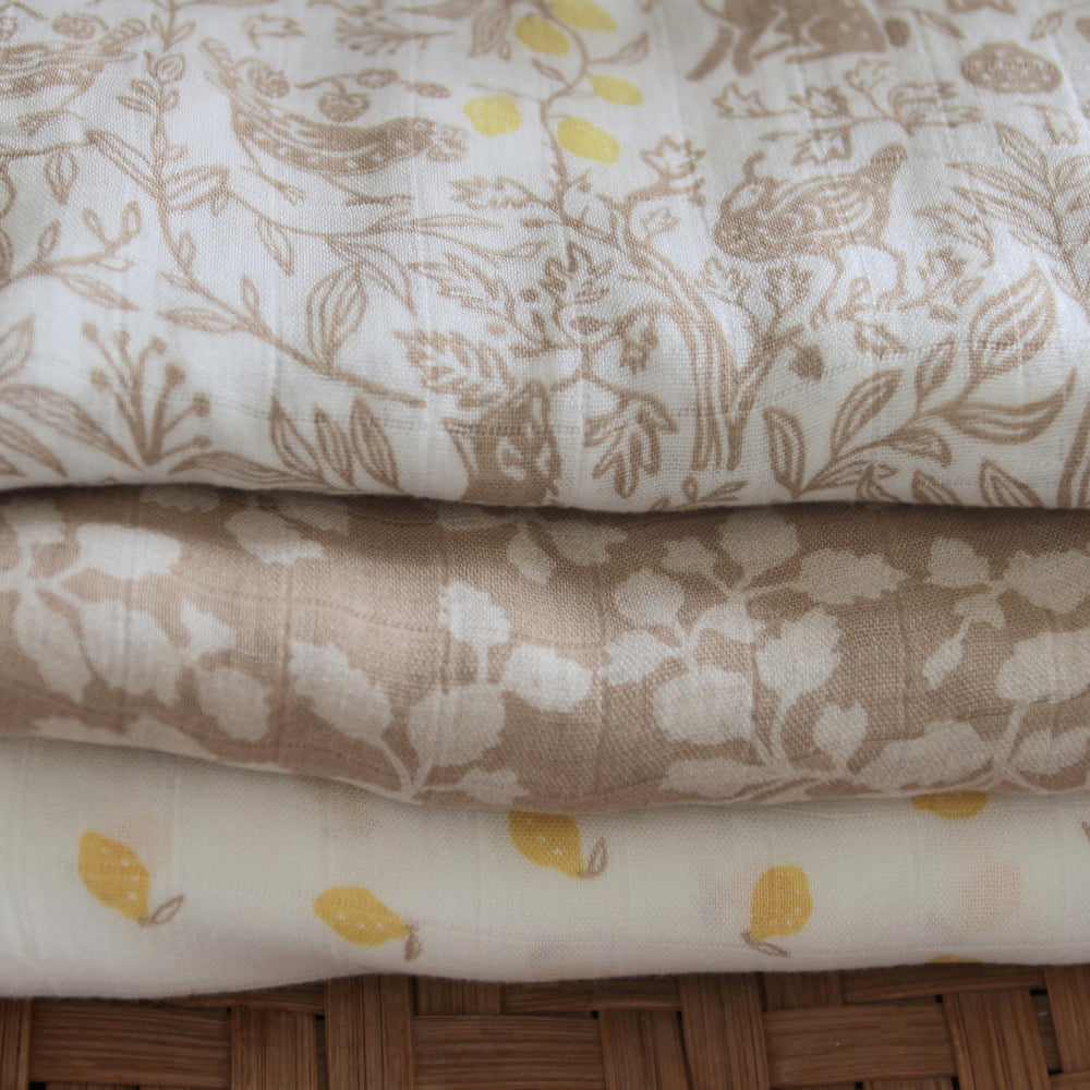 aden + anais Silky Soft Swaddle Woodland large blanket spread demonstrates cozy receiving blanket potential.