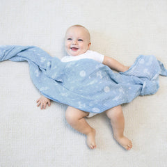 aden + anais Space Explorers swaddle used as nursing cover