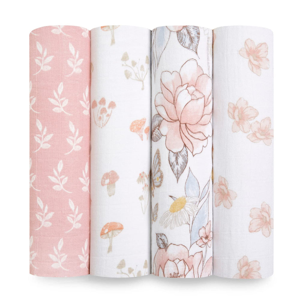 aden + anais Earthly swaddle blanket close-up shows soft muslin for breathable comfort.