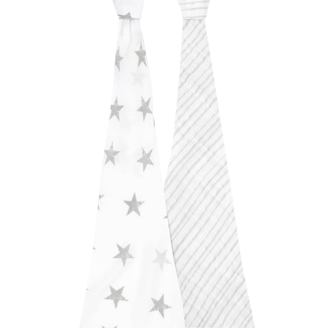 aden + anais dusty swaddle blanket laid flat shows soft breathable fabric for easy sleep transitions