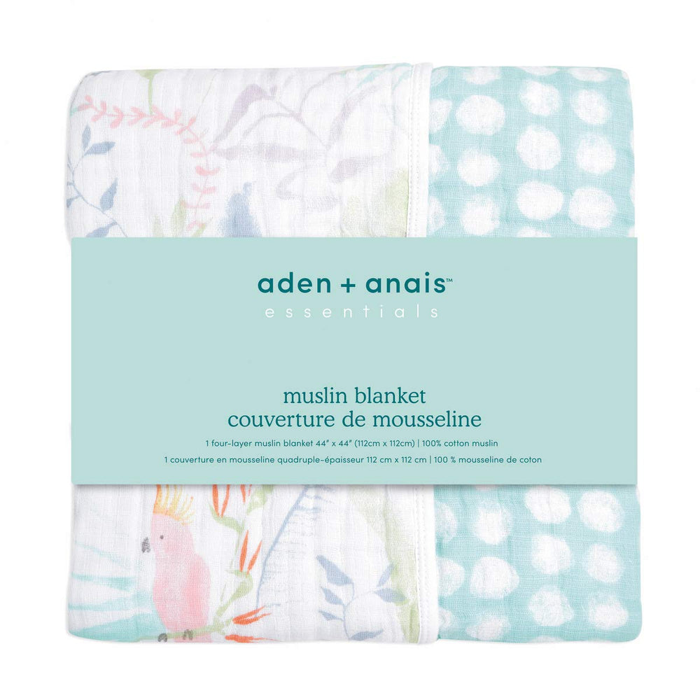 aden-anais Tropicalia Dream Blanket on a crib offers nursery warmth.