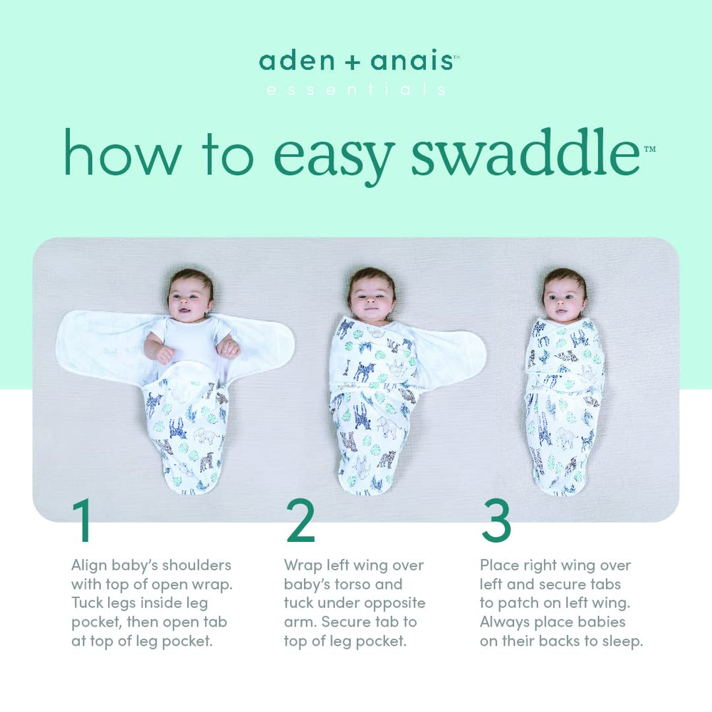aden + anais Velboa Wrap blue Scandinavian Sky adjustable fasteners for a snug fit