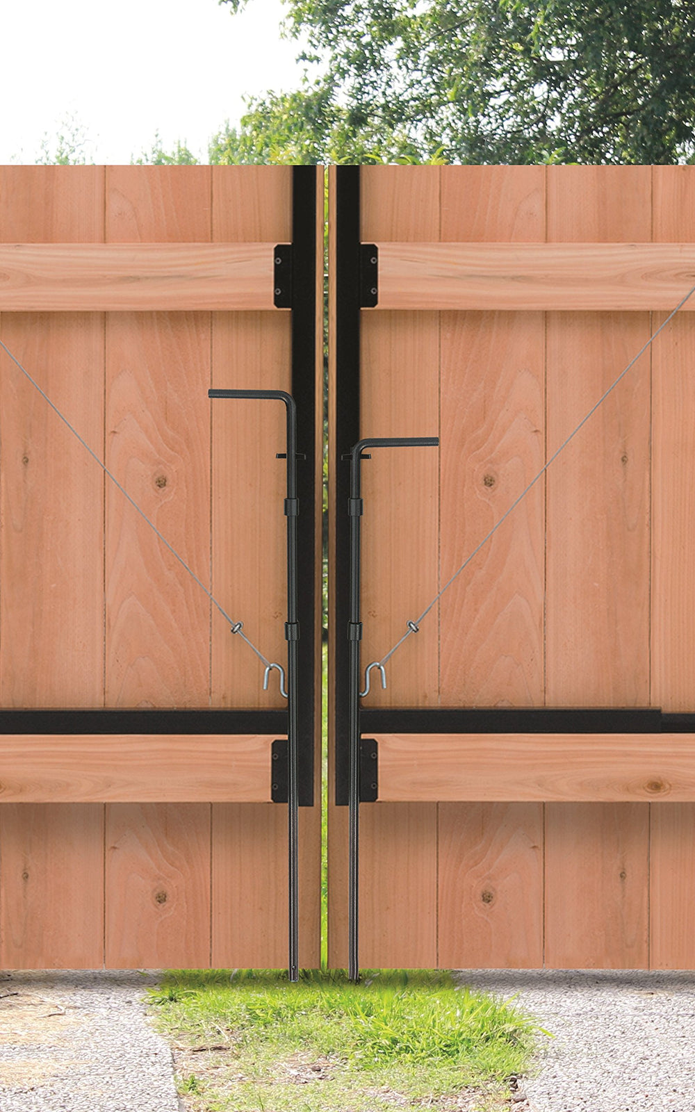 Adjust-A-Gate rust-resistant bracket close-up showing weatherproof durability