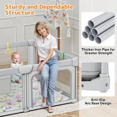 ADOTOCAM Playpen non-slip base keeps play area steady on floors.