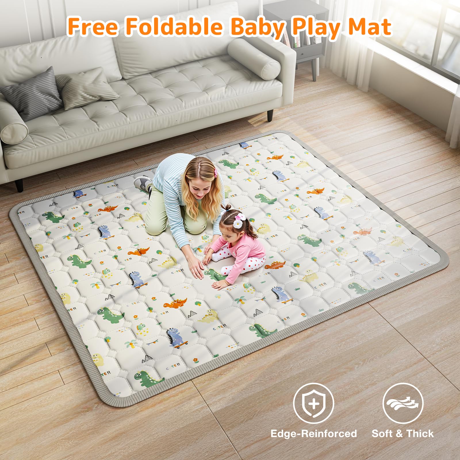 ADOTOCAM Playpen spacious interior supports multiple toys and siblings.