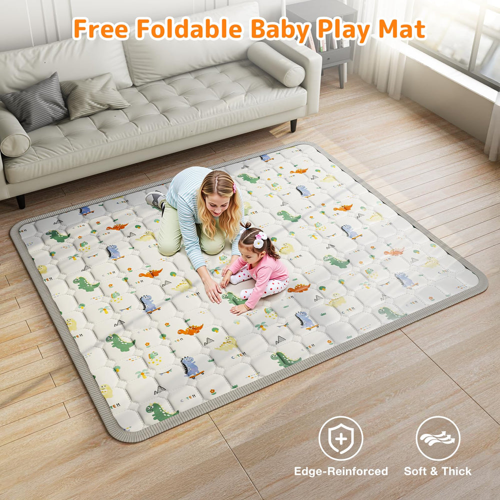 ADOTOCAM Playpen spacious interior supports multiple toys and siblings.