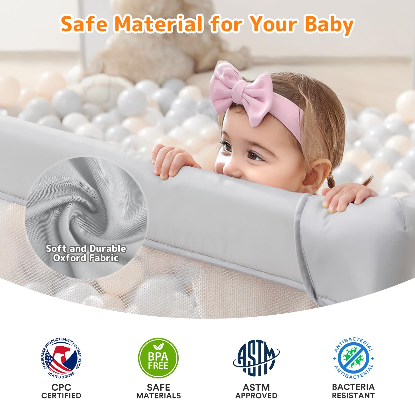 ADOTOCAM Foldable Playpen steel-frame for sturdy, secure baby play yard.