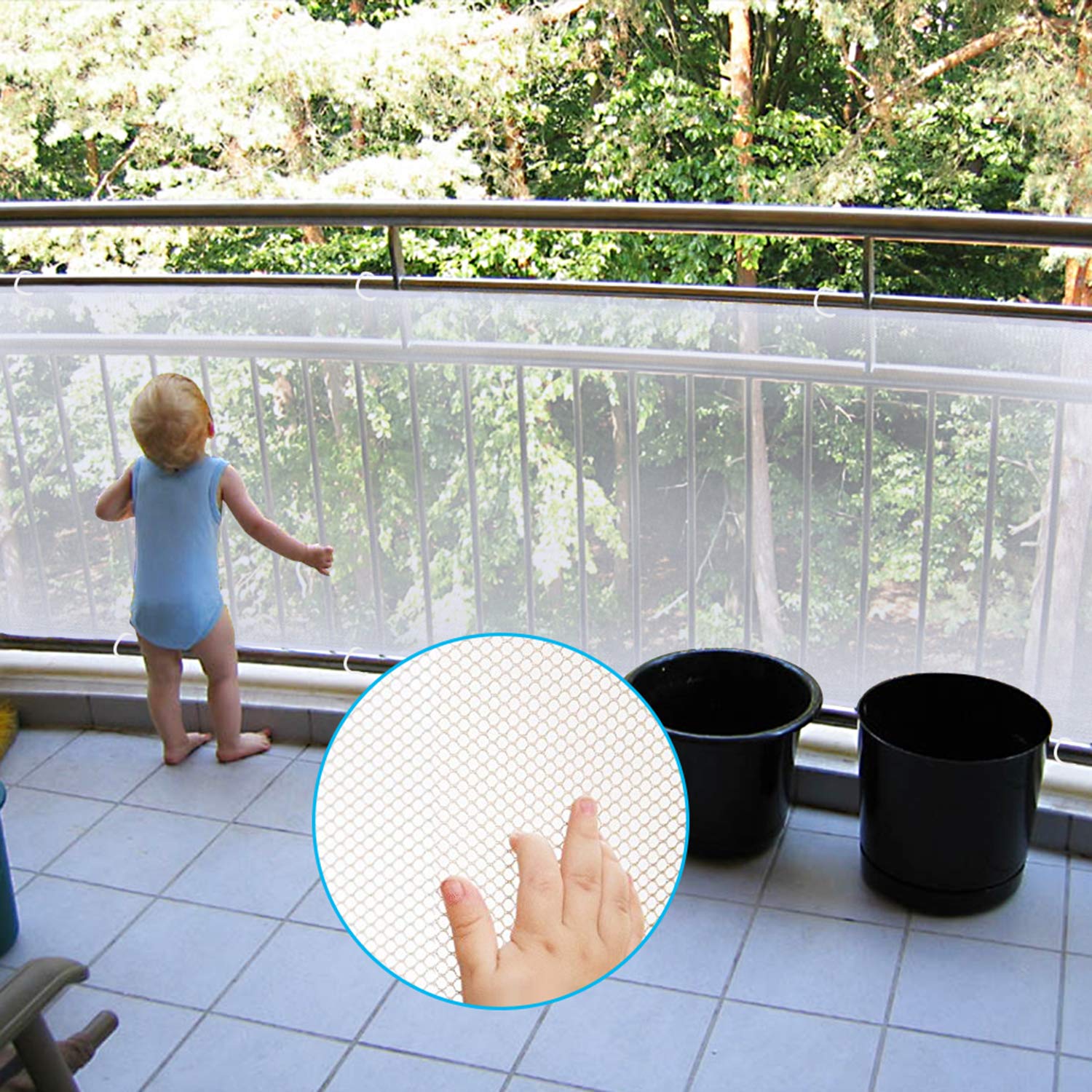Adsoner safety net closeup weave showing sturdy mesh for kids and pets.