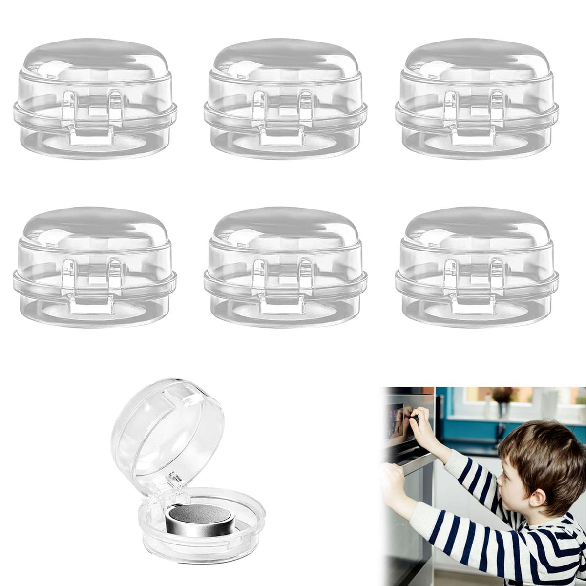 ADULLPONY gas stove knob covers pack closeup demonstrates safe kitchen protection for curious kids.