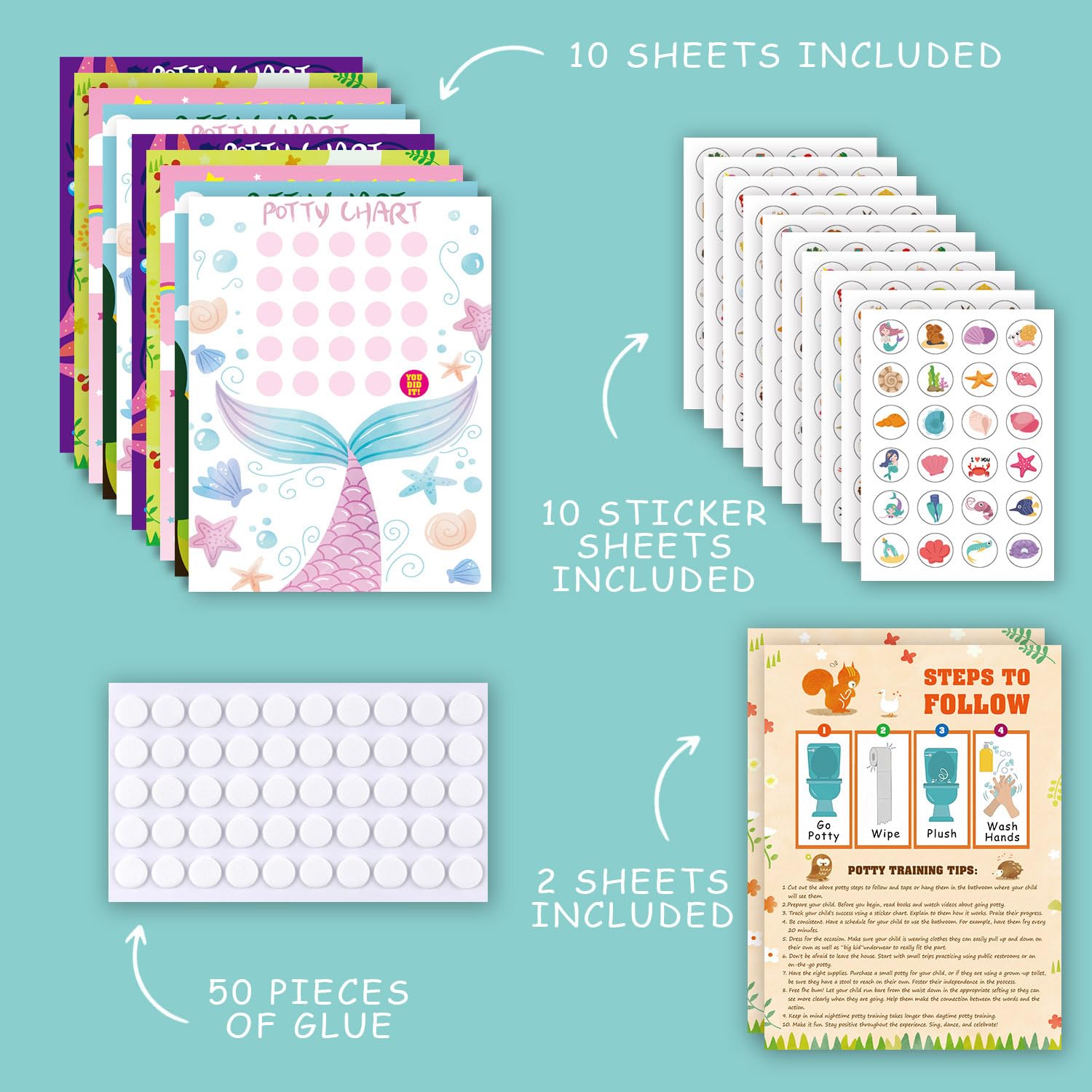 Adullpony potty chart theme-2 showcases colorful stars to track progress at a glance.