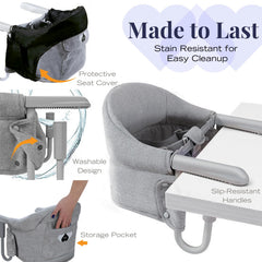 Adulttu clip-on high chair machine washable cover for quick cleanup