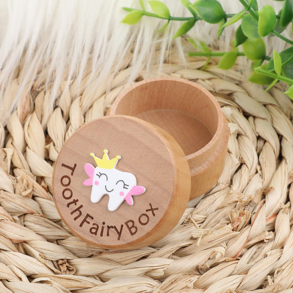 Aeaocvo Tooth Keepsake Box close-up reveals wood grain and durable construction