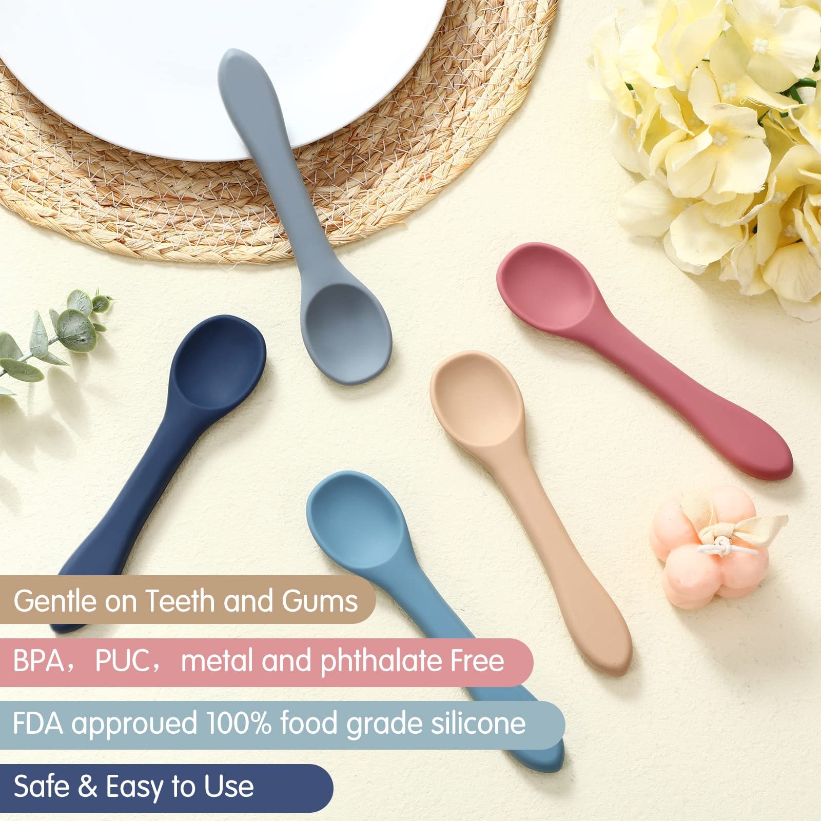 Aedida infant spoons non-slip handle ensures secure grip during meals.
