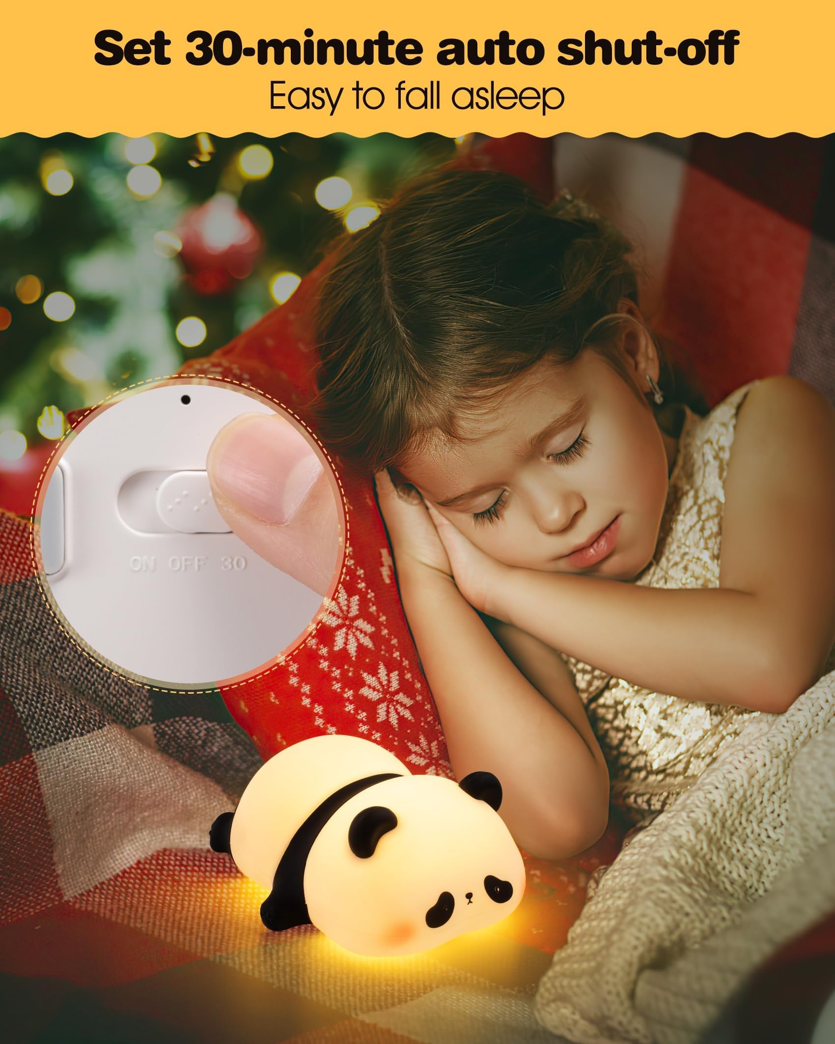 AEDNX Recolte panda night light rechargeable and cordless for dorm and travel.