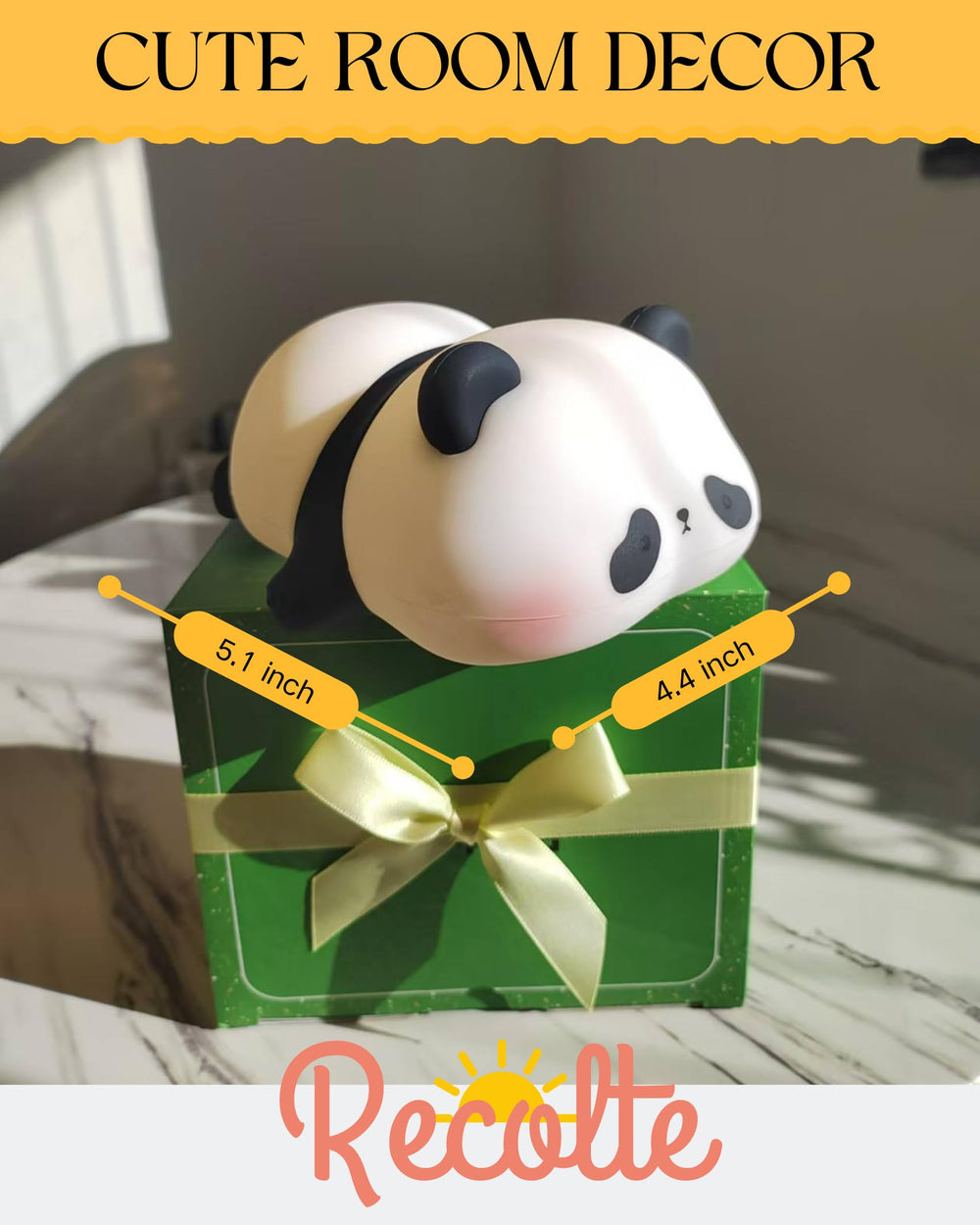 AEDNX Recolte panda night light with soft silicone finish for safe bedside use.