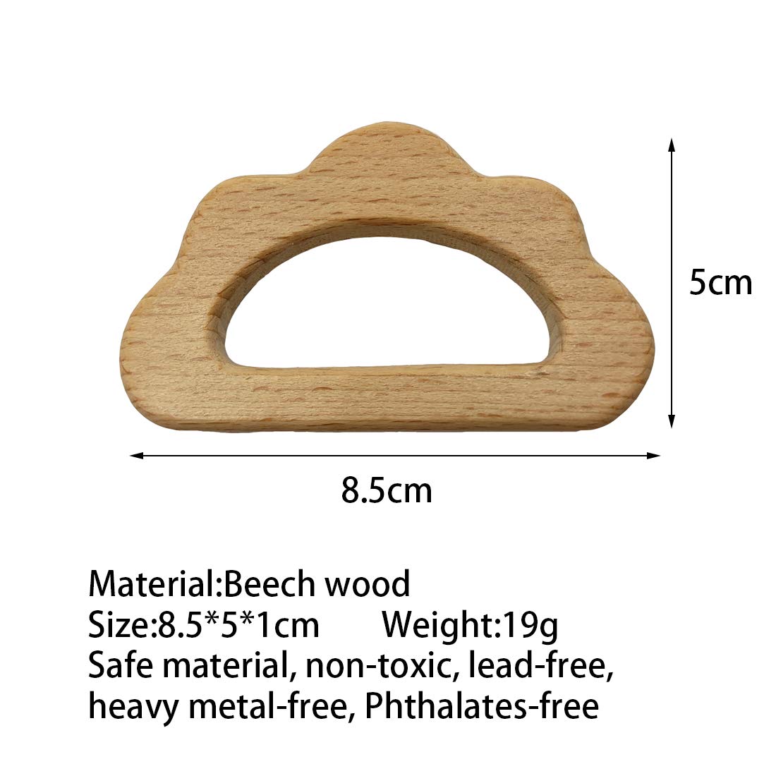 AeliPro beech-wood-teether closeup non-toxic finish for safe baby play