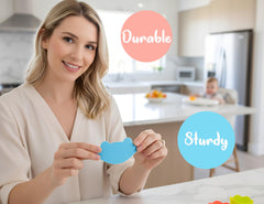 Grippy texture on Aelop label aids babies learning to grasp their bottle.