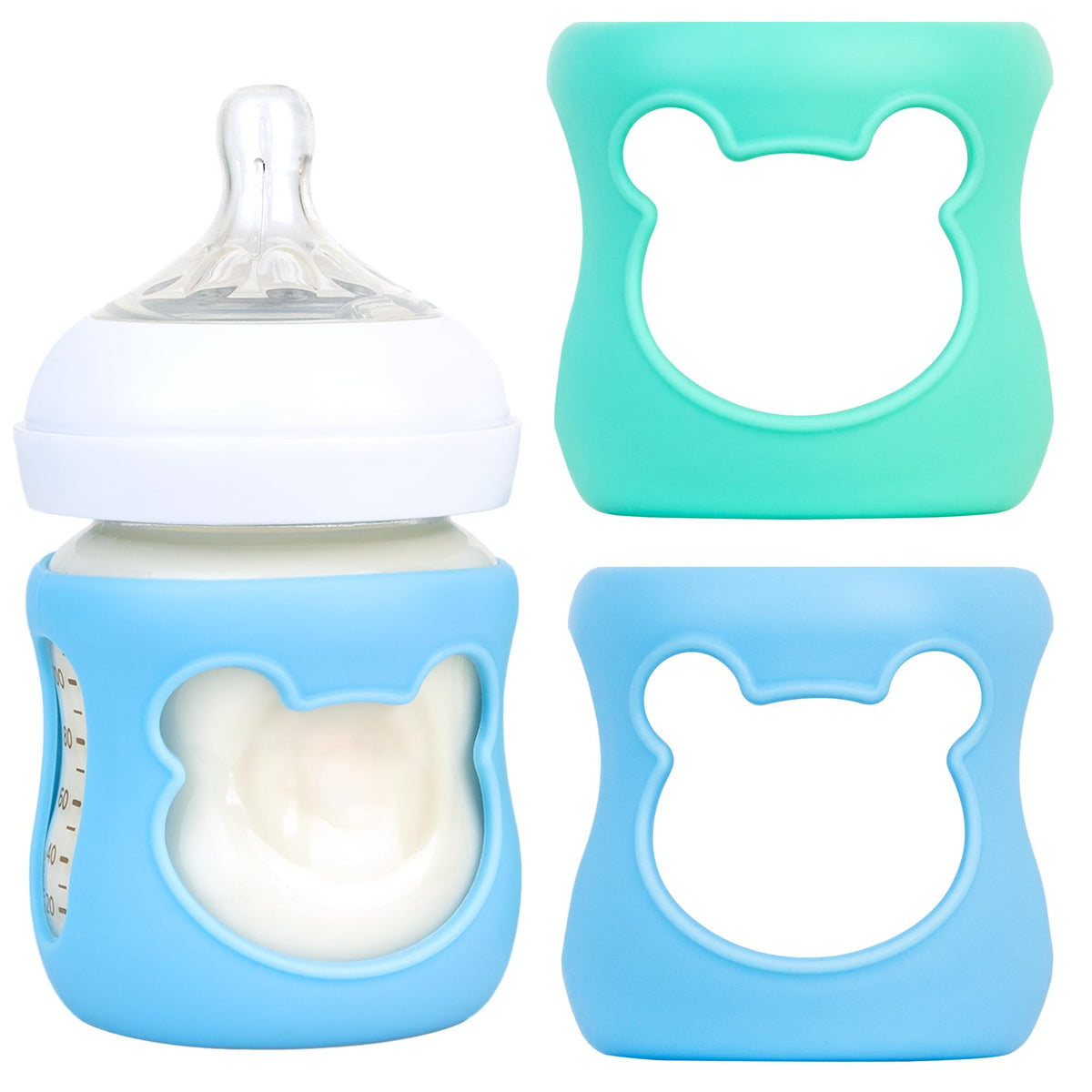 Aelop Philips Avent blue sleeve protects a 4oz bottle from bumps.