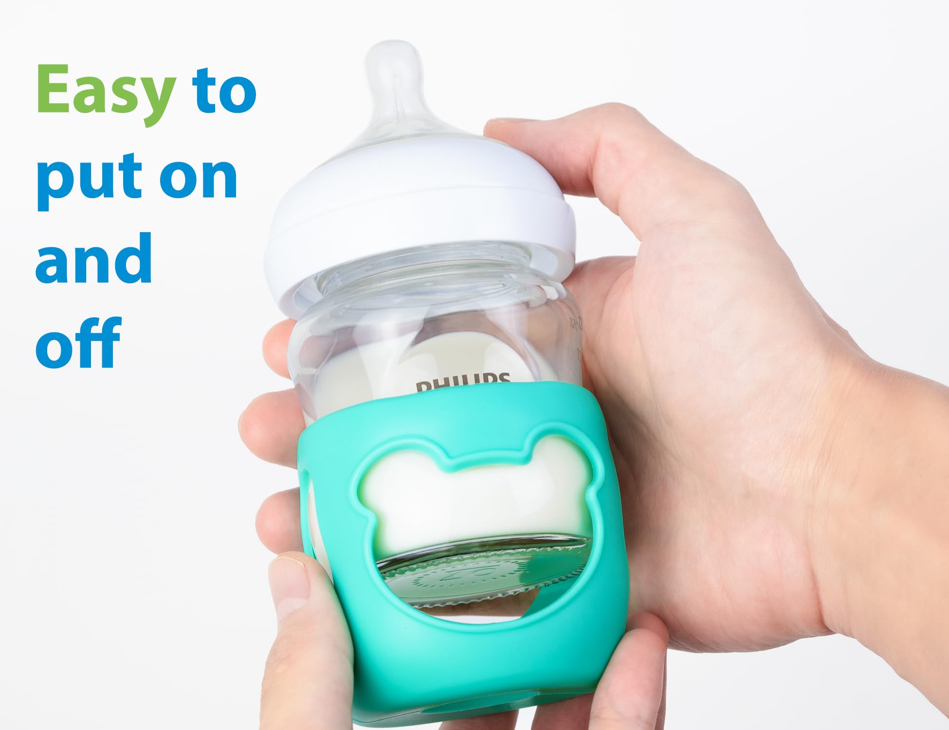 Aelop sleeve on a glass bottle helps insulate and maintain temperature.