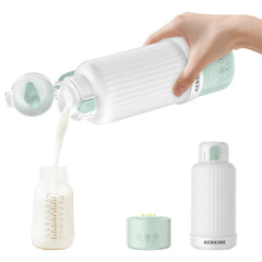 AERKINE portable milk warmer green front view for on-the-go feeding.
