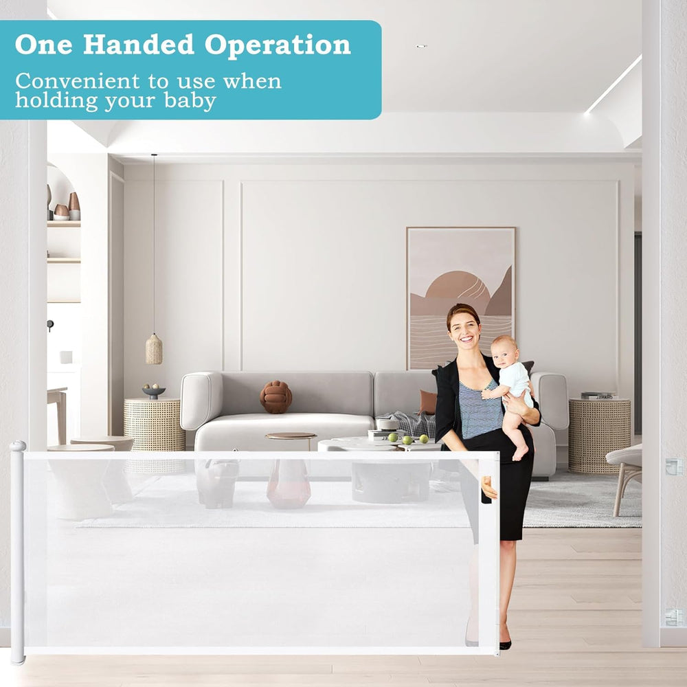 Aertyole white retractable gate blends with home decor