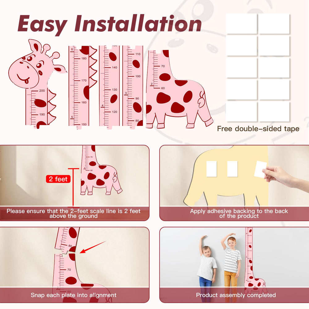 Aescwyn Adorable Giraffe height chart milestone-lines help celebrate growth without clutter