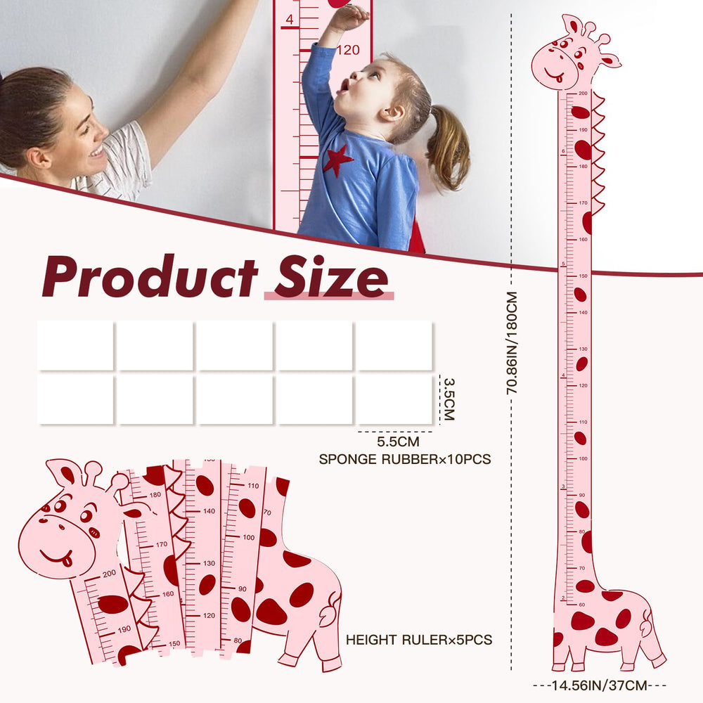 Aescwyn Adorable Giraffe height chart no-drill hanging demonstrates quick, drill-free setup for busy parents