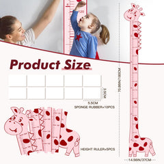 Aescwyn Adorable Giraffe height chart no-drill hanging demonstrates quick, drill-free setup for busy parents