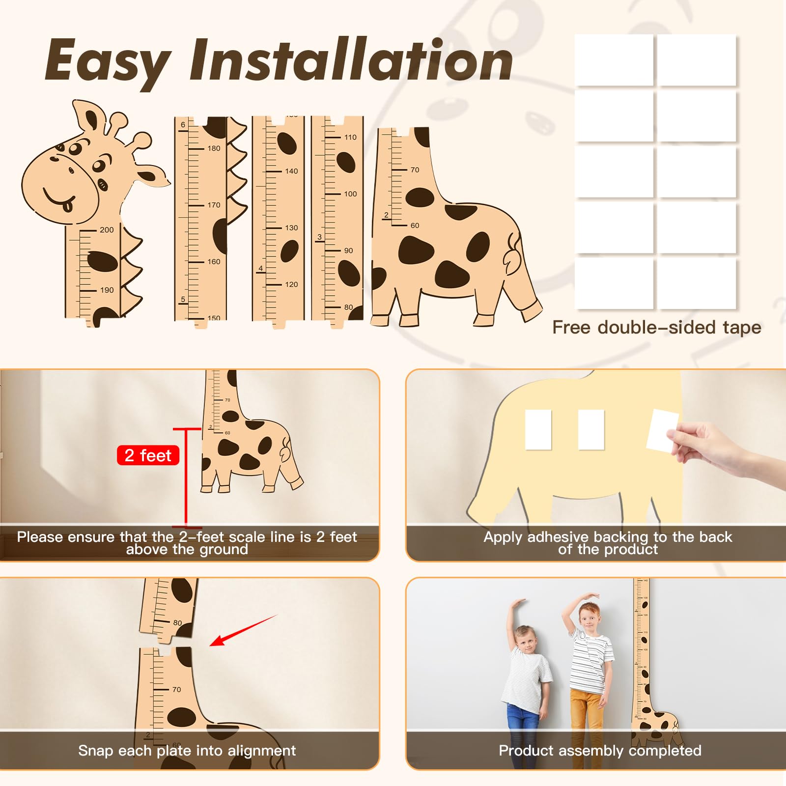 Aescwyn light camel height chart suits gender-neutral nurseries
