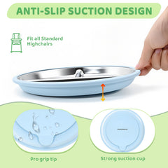 AestuWarm stainless steel plates with BPA-free silicone base for safe, durable dining.