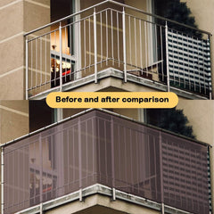 Aetherix balcony safety net with zip-tie extensions demonstrates adaptable length for larger banisters.