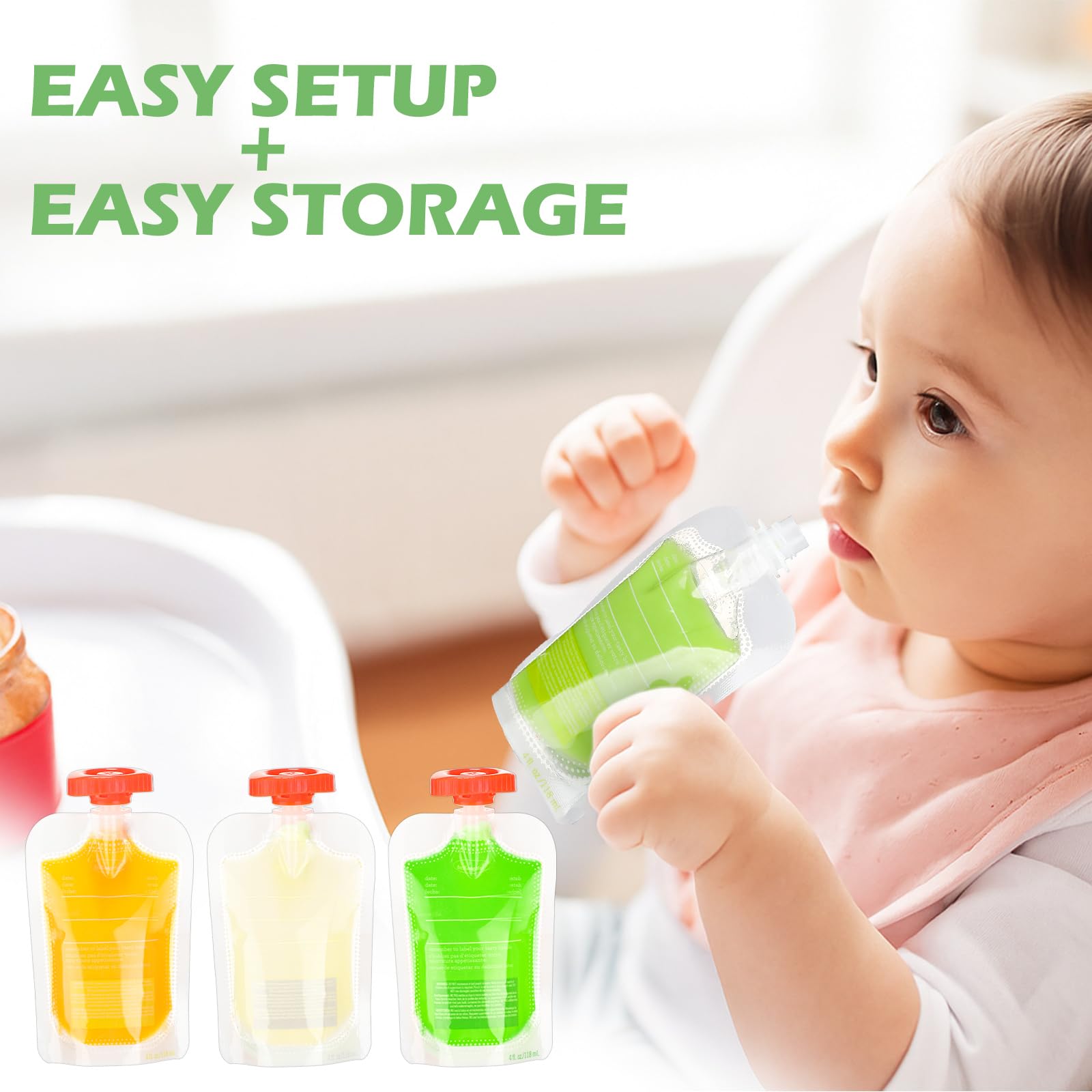 Afarnook Squeeze Station spout caps secure pouches for clean storage.