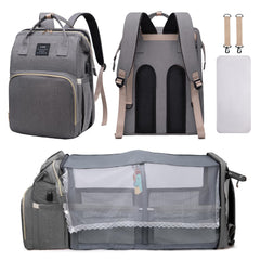 AFDLLDQM diaper bag backpack with changing station enables on-the-go diaper changes.